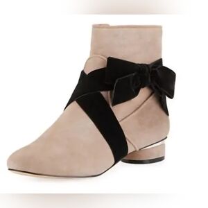 Karl Lagerfeld Tan and Black Ankle Boots with Bow Detail